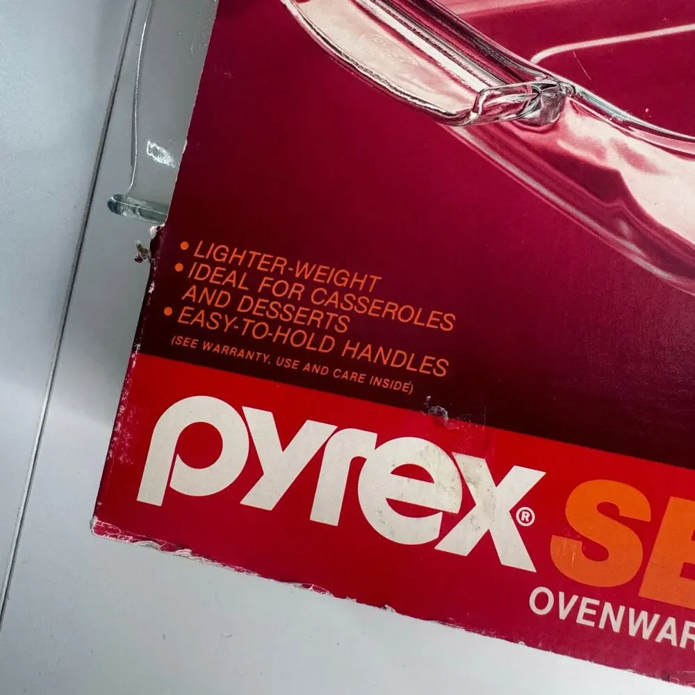 NOS Vintage Pyrex Servables 2 qt Clear Square Glass Baking Dish 9.5in 1984